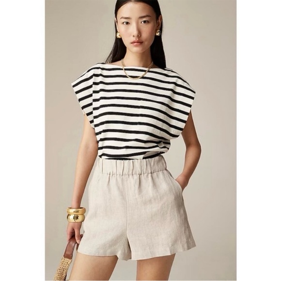 J. Crew Pants - J Crew Tropez Linen Elastic Waist Pull On Shorts Size XXL
